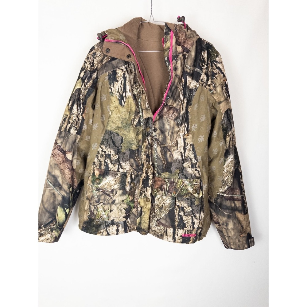Herters Jacket Womens PS Mossy Oak Camo Hooded Utility Safari Full Zip Quilted